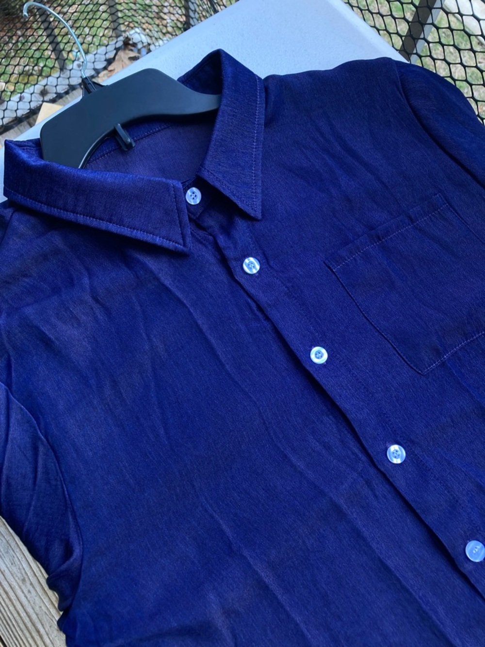 Metallic Dark Purple Slinky Super Soft Button Down Collared Shirt Whimsigoth - Picture 16 of 17